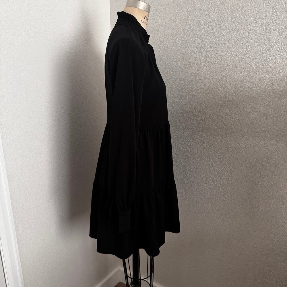 Amanda Uprichard Black Saffron Long Sleeve Tiered Ruffle Mini Dress XS Cocktail - Picture 2 of 11
